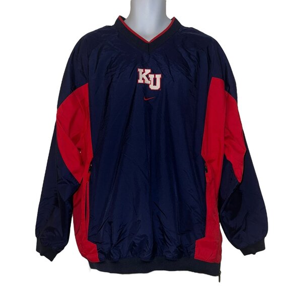 Nike Other - Nike Team University of Kansas KU Pullover Windbreaker Mens XL Red White Blue